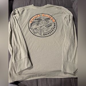 Eddie Bauer Men's Olive Graphic Long Sleeve Bass  Tee